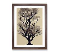 The Solo Tree No.3 Framed Print | A2 Walnut Framed Wall Art | Ready to Hang | Modern Floral Picture | Living Room Bedroom Lounge Office