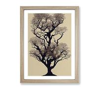 The Solo Tree No.3 Framed Print | A4 Oak Framed Wall Art | Ready to Hang | Modern Floral Picture | Living Room Bedroom Lounge Office