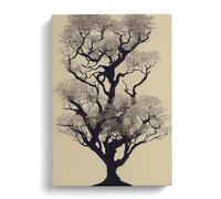 The Solo Tree No.3 Gold, Grey, Brown Canvas Print for Living Room Bedroom Home Office Décor, Wall Art Picture Ready to Hang, 30x20 Inch (76x50 cm)
