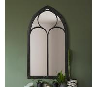 The Somerley - Extra Large Rustic Metal Chapel Arched Decorative Wall or Leaner Mirror Black Colour 60" X 32" (150CM X 81CM)