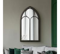 The Somerley - Rustic Black Metal Chapel Arched Decorative Wall or Leaner Mirror 44" X 24" (111CM X 61CM)