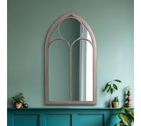 The Somerley - Rustic Metal Chapel Arched Decorative Wall or Leaner Mirror Stone Colour 44" X 24" (111CM X 61CM)
