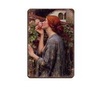 The Soul of The Rose by John William Waterhouse Retro Poster Metal Tin Sign Chic Art Retro Iron Painting Bar People Cave Cafe Family Garage Poster Wall Decoration 8x12inch(20x30cm)