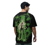 The Souled Store Ben 10 Alien Force: Cosmic Defender Men's Boys Short Sleeve Crew Neck Black Graphic Print Cotton Oversized T-Shirt, Black/White, L