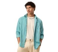 The Souled Store Essential Line: Supima Shirt for Men and Boys, Long Sleeve, Half Wide Collar, Solid Colour, Regular Fit, Lightweight and Comfortable, Supima Shirts for All Seasons, turquoise, M