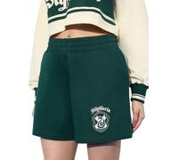 The Souled Store Harry Potter: Slytherin Prefect Women and Girls Elasticated Green Graphic Printed Regular Fit Above The Knee Cotton Lounge Shorts, Slytherin Prefect, M