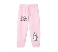 The Souled Store Hello Kitty: Pink Kitty Girls Drawstringed Pink Printed Cotton Joggers (2-8 Yrs), Pink, 5-6 Years