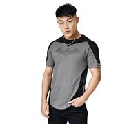 The Souled Store Men's Official Round Neck DC Batman Logo Printed|Half Sleeve Drop Cut|100% Cotton T-Shirt, Grey, M