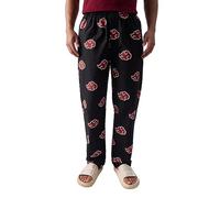 The Souled Store Naruto: Akatsuki Pattern Mens Regular Fit Graphic Printed Cotton Black Pajamas, Black, L