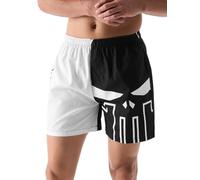 The Souled Store Official Marvel Men's Boys Black and White Graphic Print Punisher Boxer Shorts, Red, M