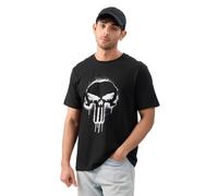 The Souled Store Official Punisher: Classic Logo Men and Boys Short Sleeves Round Neck Black Graphic Printed Regular Fit Cotton T-Shirts, Black, XXL