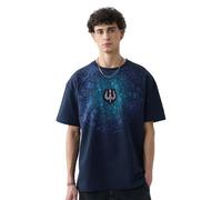 The Souled Store Trident Men and Boys Short Sleeves Roud Neck Blue Graphic Printed Cotton Oversized T-Shirts, Trident, XXL