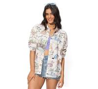 The Souled Store Winnie The Pooh: Honey Women and Girls Long Sleeves Collared Neck Button Front White All Over Printed Cotton Boyfriend Shirts, White, XXL