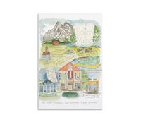 The Sound of Music Map Literary Print Canvas Wall Art Posters: Aesthetic Prints for Bedroom, Dorm Room Decor 24x36inch(60x90cm)