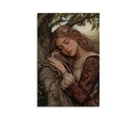The Sparrow Sleeps in Her Palm - Mary Rests Under A Tree with The Tiny Creature Unmoving Contemporary Wall Mural - Decorative Hanging Poster Art 20x30inch(50x75cm)