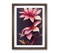 The Spectacular Flowers Framed Print for Living Room Bedroom Home Office Décor, Wall Art Picture Ready to Hang, Walnut A4 Frame (34 x 25 cm)