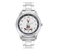 The Sphinx Cat and Meditation Men's Stainless Steel Quartz Watch | Minimalist Three-Hand Wristwatch for Boyfriend Father Business Gift