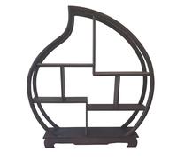 The Spice Cellar Wooden Curio or Netsuke Display Stand - Dark Grained Wood - Flame Shape - 31cm