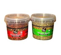 The Spice Emporium Mixed Herbs 35g & Chilli Flakes 60g 2 Pack - Cooking Seasonings for Everyday Meals - Includes Gifty Goodness Shopping List
