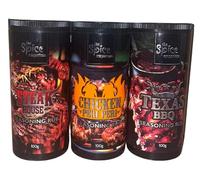 The Spice Emporium Seasoning Rubs - 1 x Steak House Rub 100g / 1 x Texas BBQ Rub 100g / 1 x Chicken Peri Peri 100g