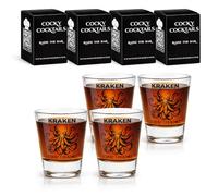 The Spice Specialist Kraken Rum Shot Glasses (4 Pack Clear) - Glass Rum Shot Glasses - Novelty Cocktail Glasses for Parties & Home Bar - Unique Gift by Cocky Cocktails