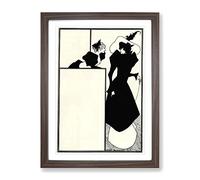 The Spinsters Crip By Aubrey Beardsley Classic Painting Framed Wall Art Print, Ready to Hang Picture for Living Room Bedroom Home Office Décor, Walnut A3 (34 x 46 cm)