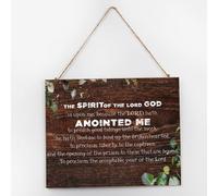 The Spirit of The Lord God Is upon Me Distressed Wall Décor Wooden Sign 10x12 Inch Painted Wall Art Wood Plaque with Sayings Home Decor for Living Room Office