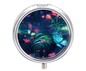 The Spiritual Butterflies Pill Box 3 Compartment Small Portable Medicine Case Pill Organizer for Pocket Purse
