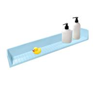 The splash guard for children and as a bath attachment, silicone protective shield for the bathroom, bath shelf for children, suitable for shower, bathroom, sink, washbasin, worktop