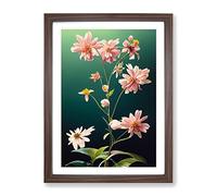 The Splendid Flowers Framed Print | A2 Walnut Framed Wall Art | Ready to Hang | Modern Floral Picture | Living Room Bedroom Lounge Office