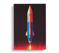 The Splendid Spaceship Rocket Canvas Print | Gallery Wrapped 30mm Frame Wall Art | 30x20 inches | Ready to Hang | Modern Picture | Living Room Bedroom Lounge Office