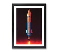 The Splendid Spaceship Rocket Framed Print | A2 Black Framed Wall Art | Ready to Hang | Modern Nature Picture | Living Room Bedroom Lounge Office