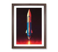The Splendid Spaceship Rocket Framed Print | A2 Walnut Framed Wall Art | Ready to Hang | Modern Nature Picture | Living Room Bedroom Lounge Office