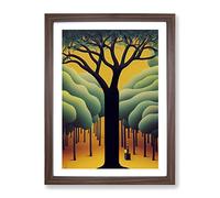 The Splendid Tree Framed Print | A4 Walnut Framed Wall Art | Ready to Hang | Modern Floral Picture | Living Room Bedroom Lounge Office
