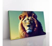 The Splendorous Lion Canvas Wall Art Print Ready to Hang, Framed Picture for Living Room Bedroom Home Office Décor, 76x50 cm (30x20 Inch)