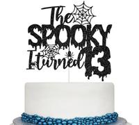 The Spooky I Turned 13 Cake Topper, Halloween 13th Birthday Cake Topper, Halloween Horror Themed 13 Years Old Birthday Party Decorations Black