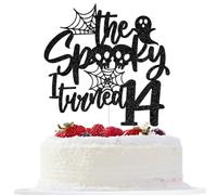 The Spooky I Turned 14 Cake Topper, Halloween 14th Birthday Cake Decor, Halloween Horror Spooky 14 Years Old Birthday Party Decorations, Black