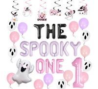 The Spooky One Party Decor The Spooky One Banner Ghost Boo Balloons for Pink Halloween Girl First Birthday Party Decorations