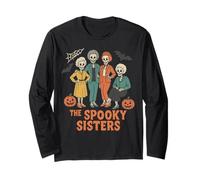 The Spooky Sisters - Funny Skeleton Halloween Design Long Sleeve T-Shirt