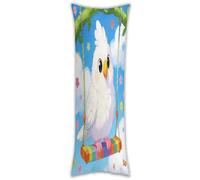 The Spring Leisurely Stroll of A Little White Parrot Pillow Cases Breathable Vertical Long Pillowcase Body Pillowcase with Hidden Zipper Closure Soft And Cozy Pillow Cover 20x54 Inches for Bedroom Cou
