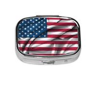 The Square Mini Medicine Box is Suitable for Putting in Pockets or Wallets. It is Easy to Open and Practical.American Flag