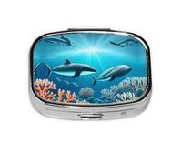 The Square Mini Medicine Box is Suitable for Putting in Pockets or Wallets. It is Easy to Open and Practical.Whales Under The sea