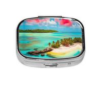 The Square Mini Medicine Box is Suitable for Putting in Pockets or Wallets. It is Easy to Open and Practical.Caribbean Scenery