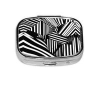 The Square Mini Medicine Box is Suitable for Putting in Pockets or Wallets. It is Easy to Open and Practical.Black and White Geometric Lines