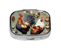 The Square Mini Medicine Box is Suitable for Putting in Pockets or Wallets. It is Easy to Open and Practical.Rooster and Chicken