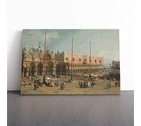 The Square Of Saint Mark By Giovanni Canaletto | Canvas Wall Art Print | Framed & Ready to Hang Picture | Modern Home Decor for Living Room, Bedroom, Kitchen or Office | 24x16 Inches
