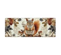The Squirrel Standing On The Branchfloral Print Mousepad Laptop Keyboard Mat Large Mouse Pad With Stitched Edges Long Non-Slip Rubber Base Spring Desk Pad For Office Home Desk Decor, 31.5" X 11.8"