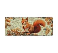 The Squirrel Standing On The Branchfloral Print Mousepad Laptop Keyboard Mat Large Mouse Pad With Stitched Edges Long Non-Slip Rubber Base Spring Desk Pad For Office Home Desk Decor, 31.5" X 11.8"
