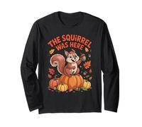 The Squirrel was Here Funny Fall Animal Autumn Leaf Long Sleeve T-Shirt