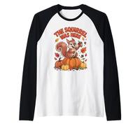 The Squirrel was Here Funny Fall Animal Autumn Leaf Raglan Baseball Tee